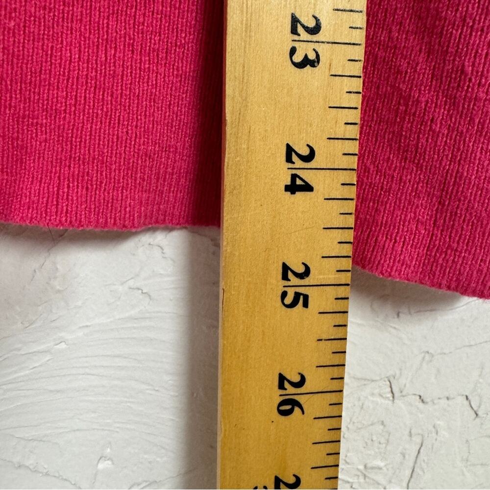 Adrianna Papell Hot Pink Cable Knit Sweater Womens M Bishop Sleeve Crew Neck - Picture 10 of 11